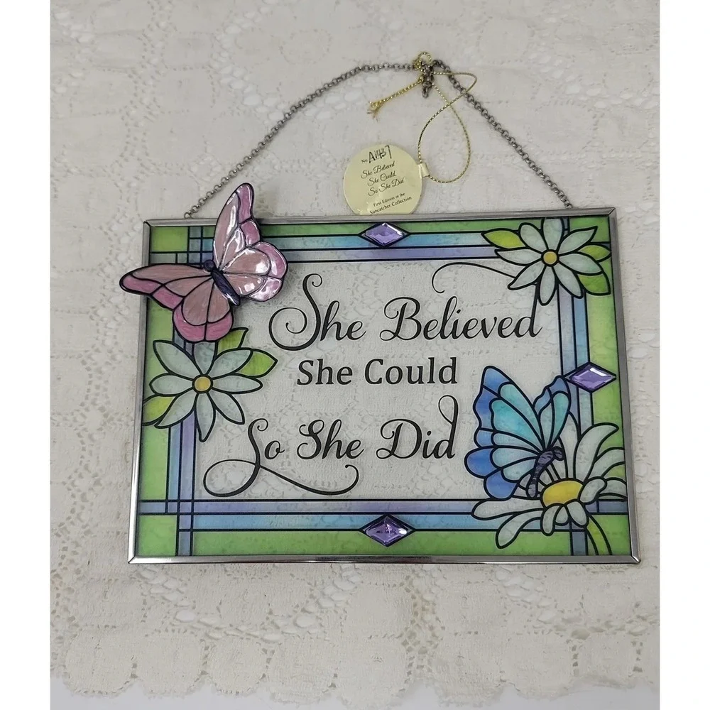The Bradford Exchange She Believed She Could Suncatcher 7x5 Multicolor Butterfly